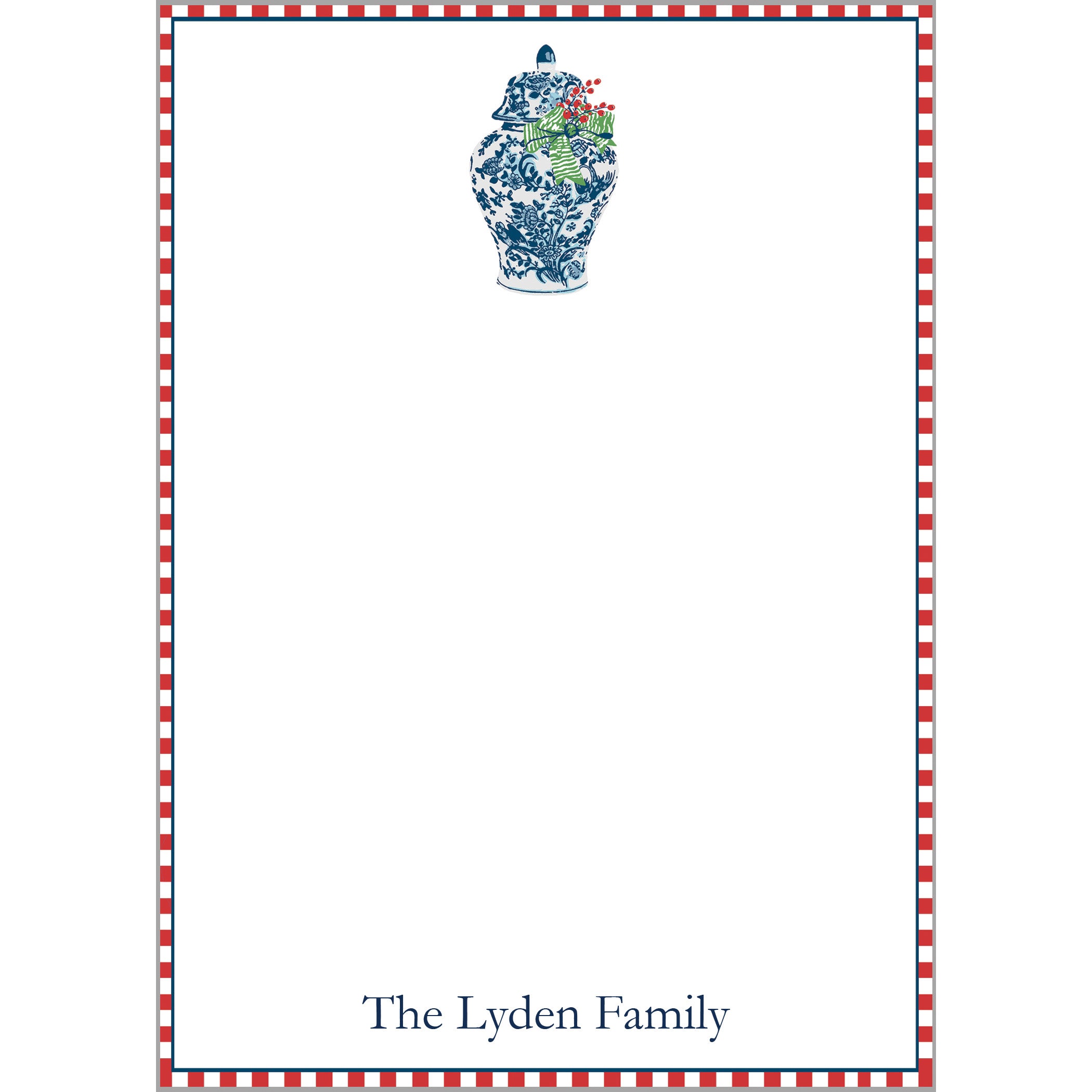 Ginger Jar with Christmas Berries Personalized Notepad