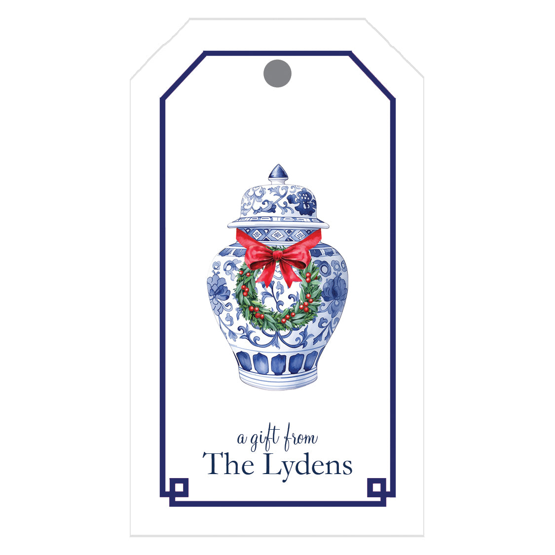 Ginger Jar with Christmas Wreath Personalized Gift Tags