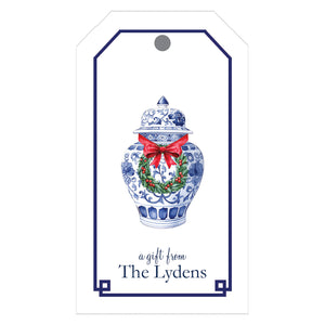 Ginger Jar with Christmas Wreath Personalized Gift Tags