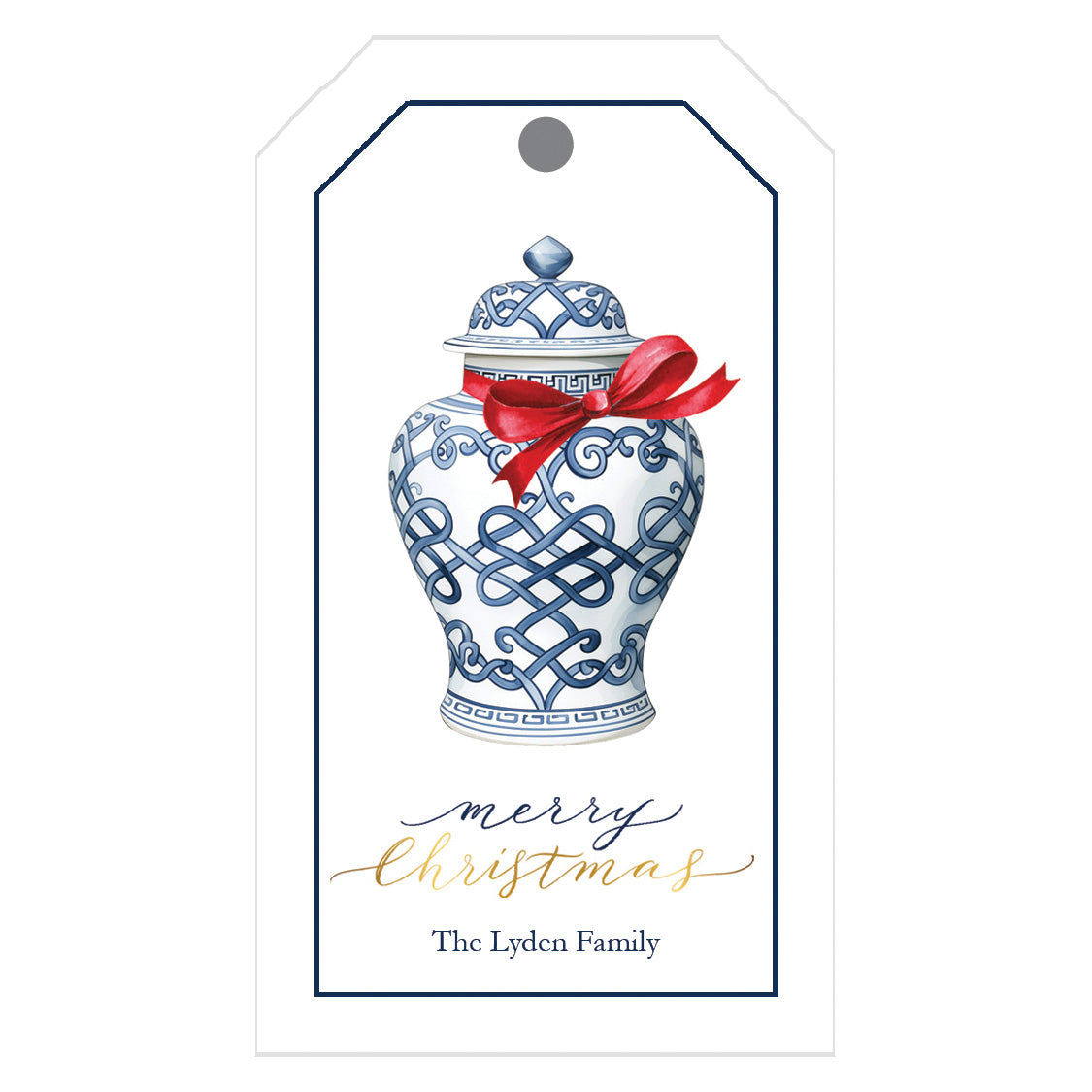 Ginger Jar with Red Bow Christmas Personalized Gift Tags