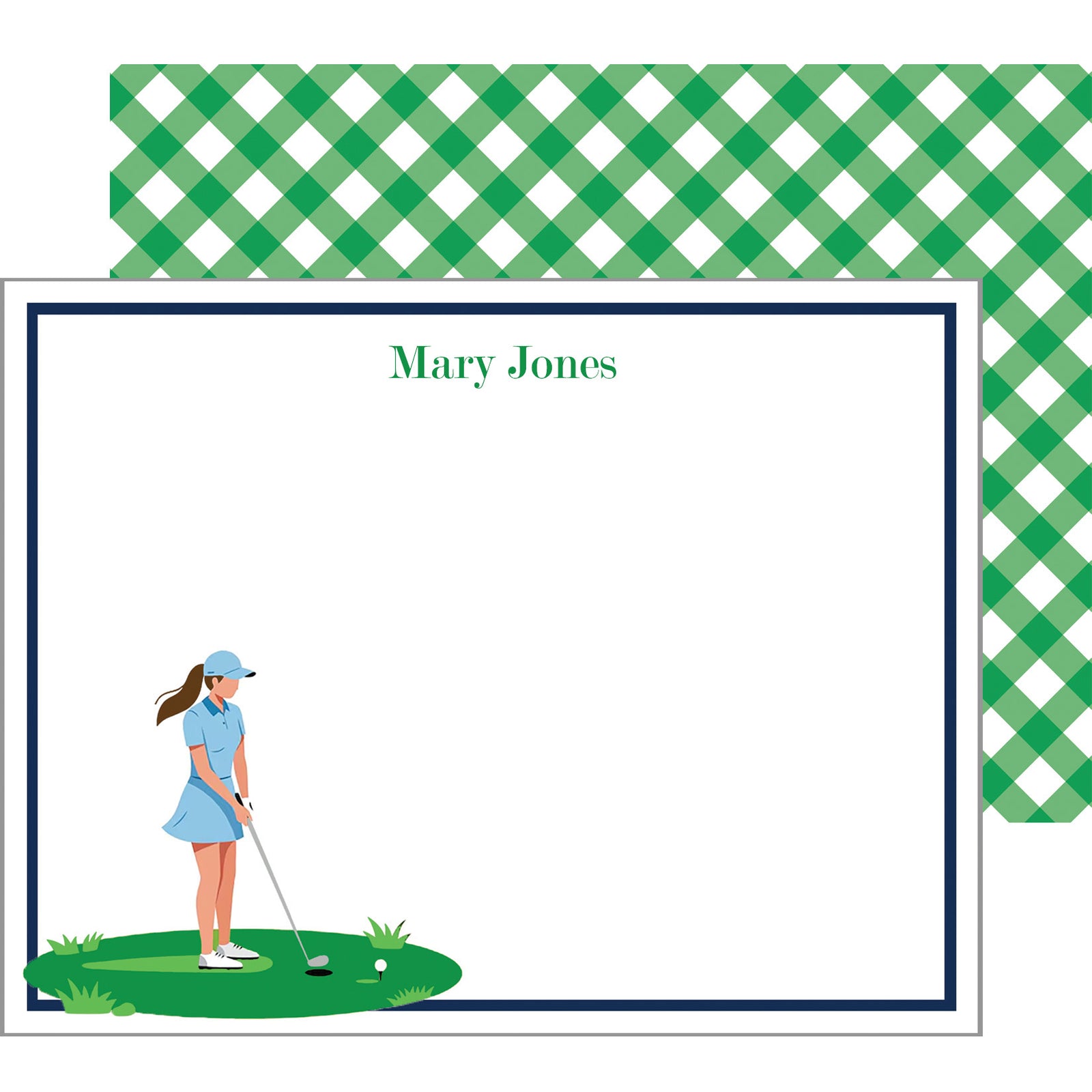 Golf Girl Personalized Flat Notecards