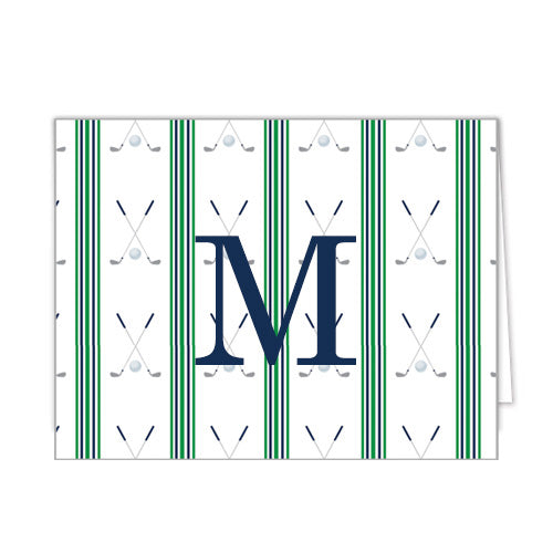 Golf Stripe Personalized Folded Notecards