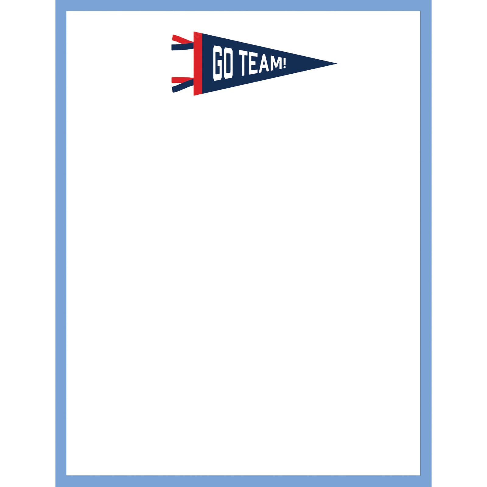 In Stock 4.25x5.5 Go Team Sports Pennant Notepad
