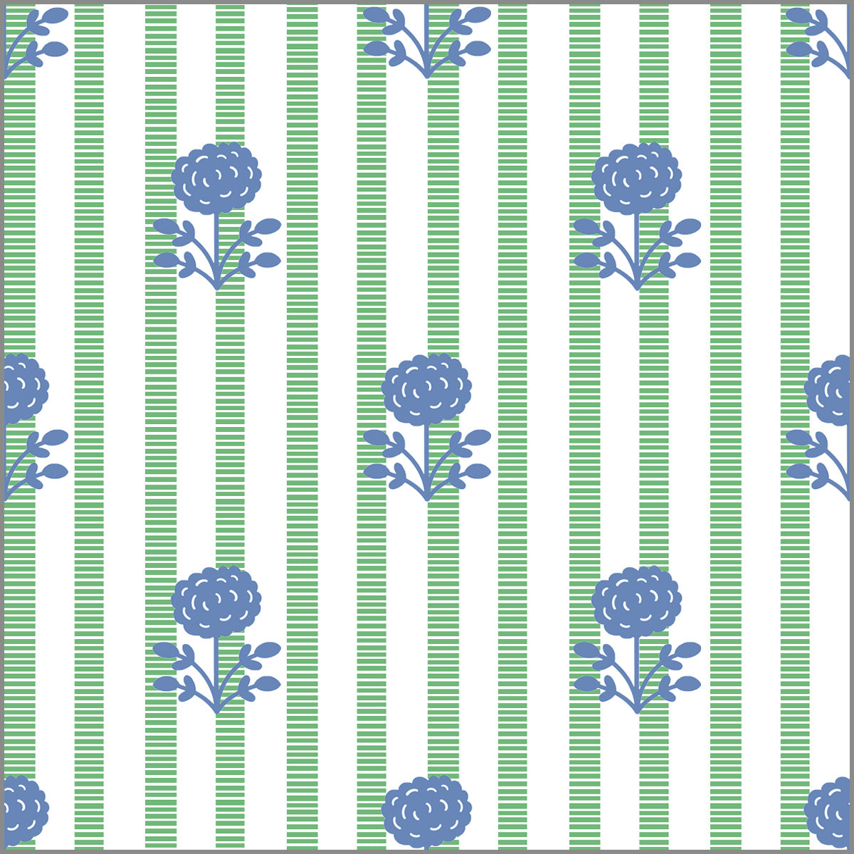 In Stock Continuous Roll Gift Wrap | Floral Stripe | Green + Blue