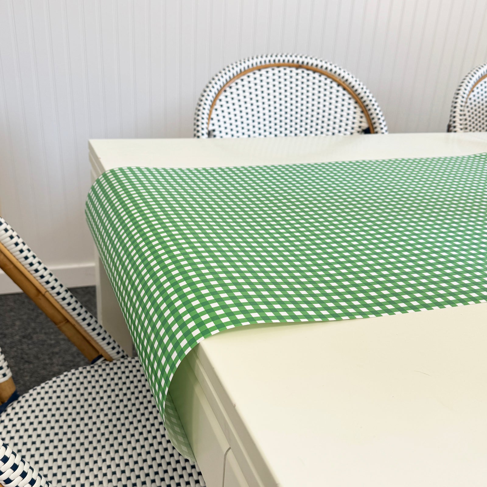 Paper Table Runner | Green Gingham Check