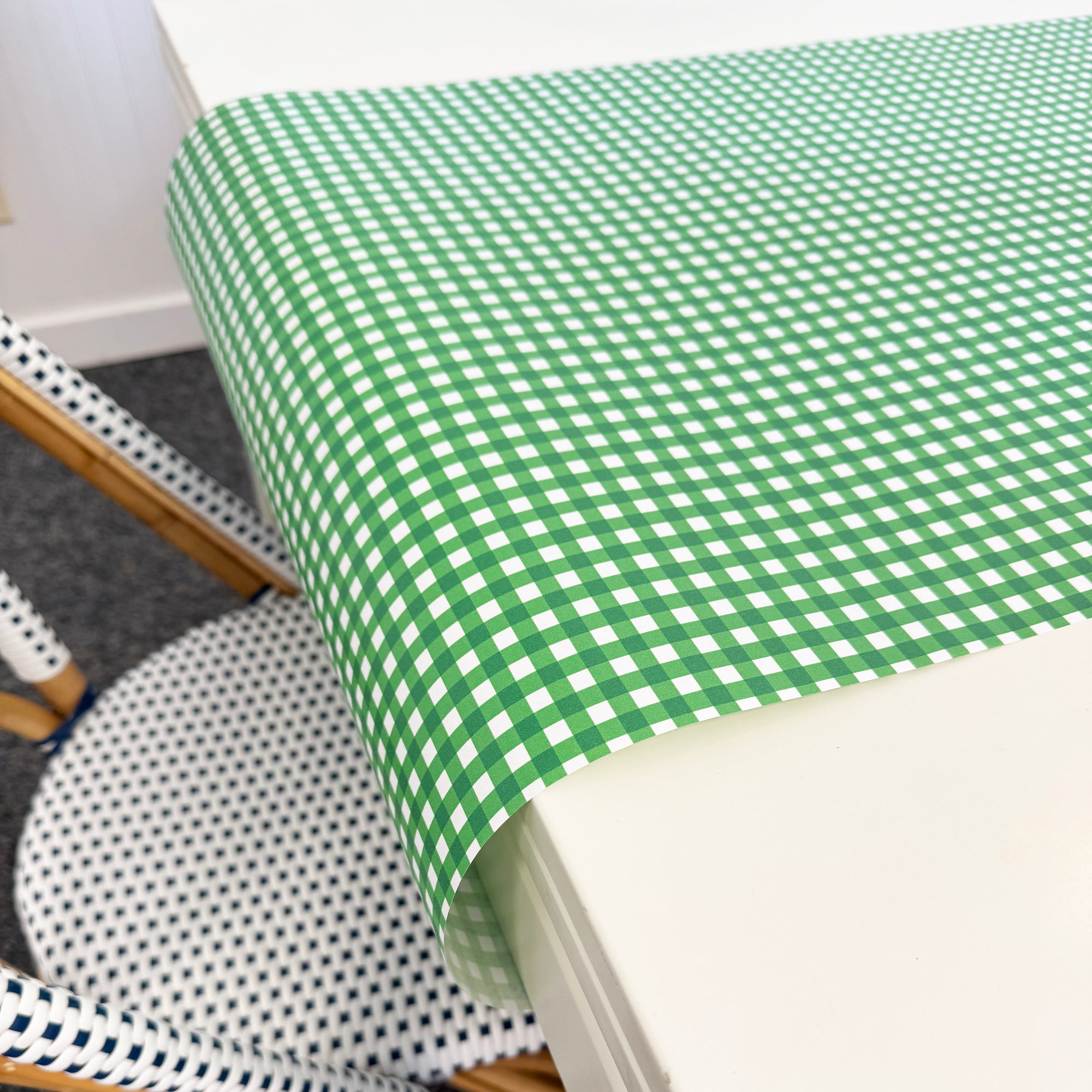 Paper Table Runner | Green Gingham Check