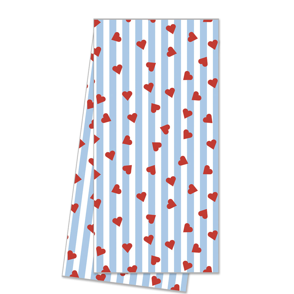 WH Hostess Cotton Tea Towel | Heart Seersucker Stripe