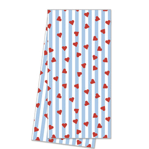 WH Hostess Cotton Tea Towel | Heart Seersucker Stripe