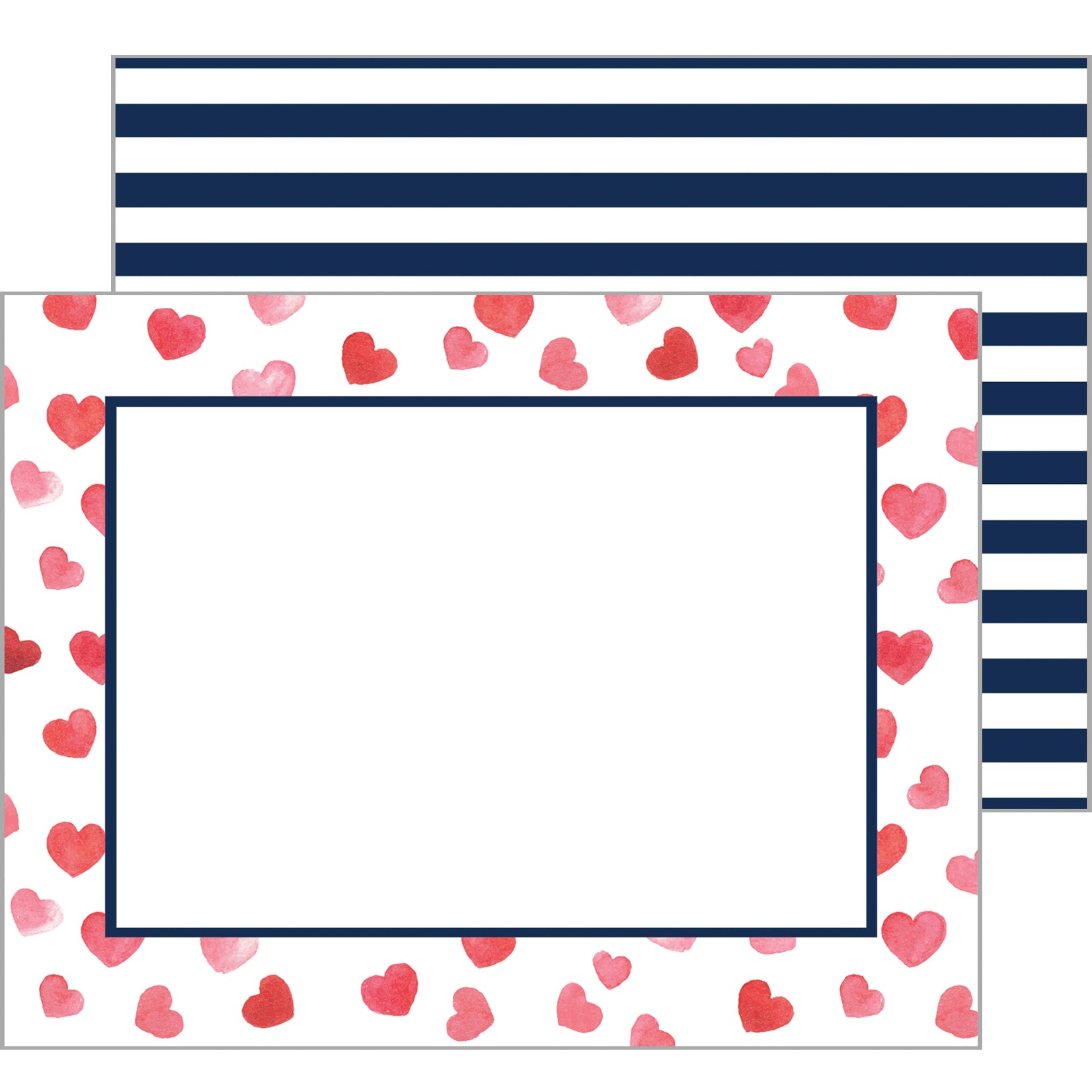In Stock Flat Notecard Set of 10 | Watercolor Hearts