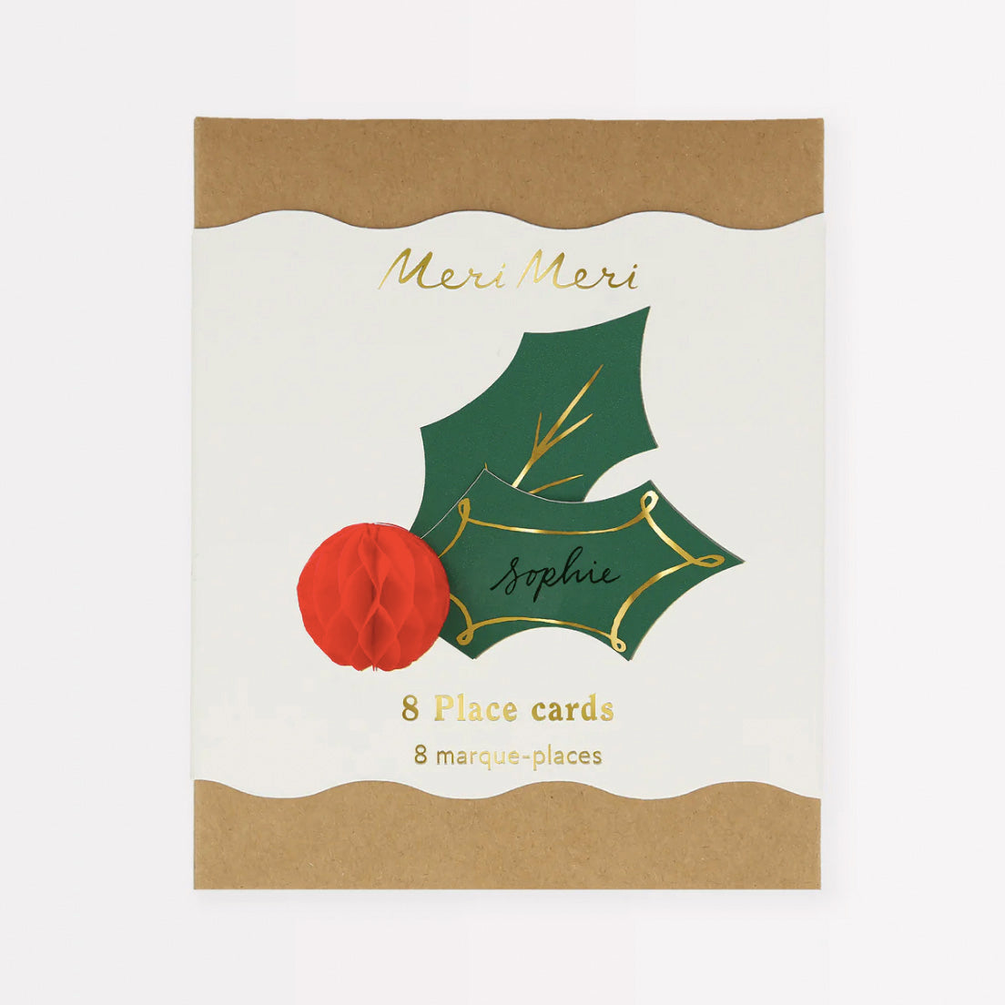 Christmas Holly Honeycomb Placecards