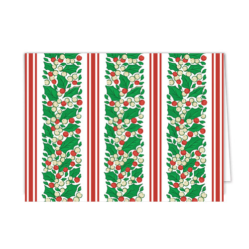 In Stock Folded Notecard Set of 10 | Holly Stripe