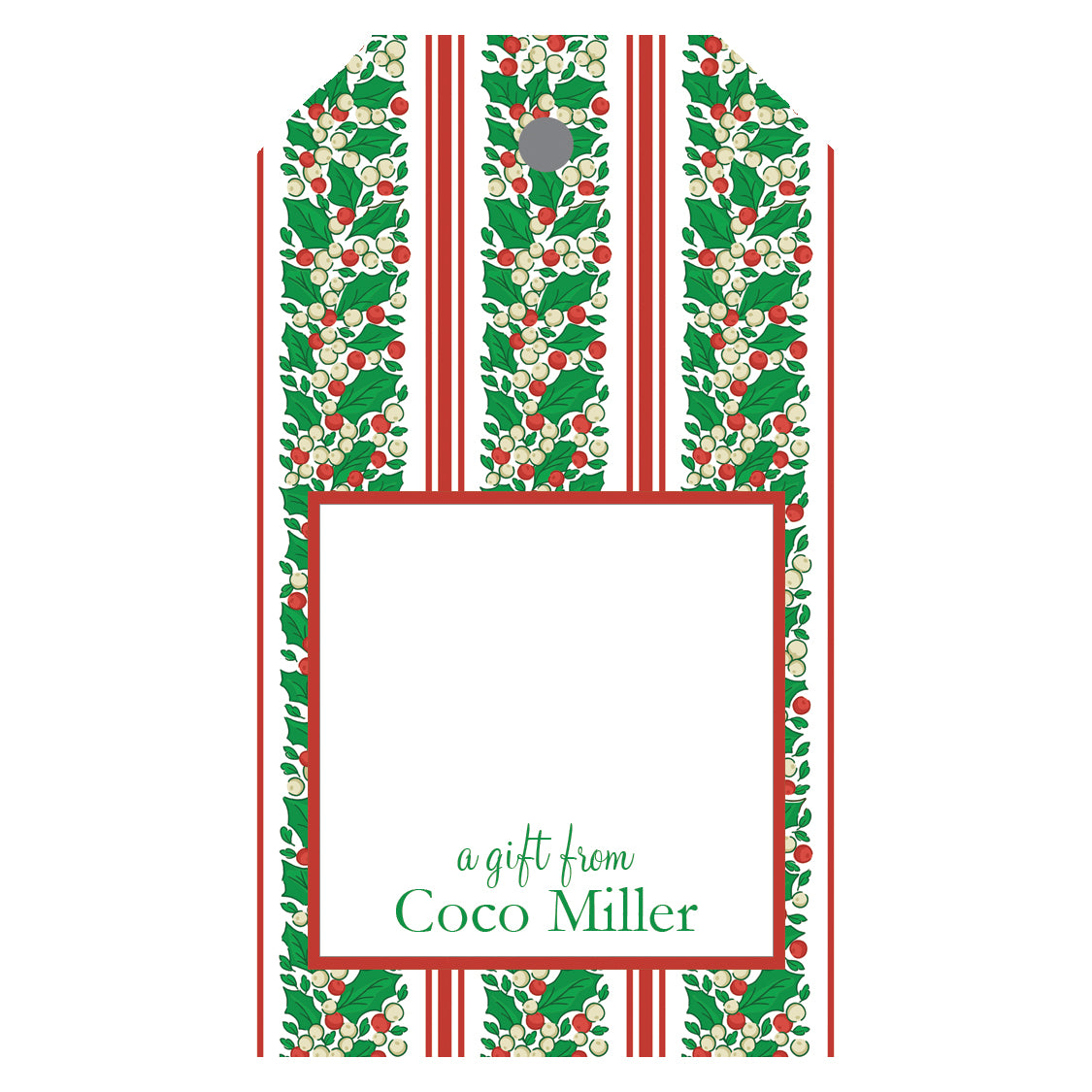 Holly Stripe Christmas Personalized Gift Tags