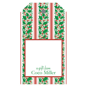Holly Stripe Christmas Personalized Gift Tags