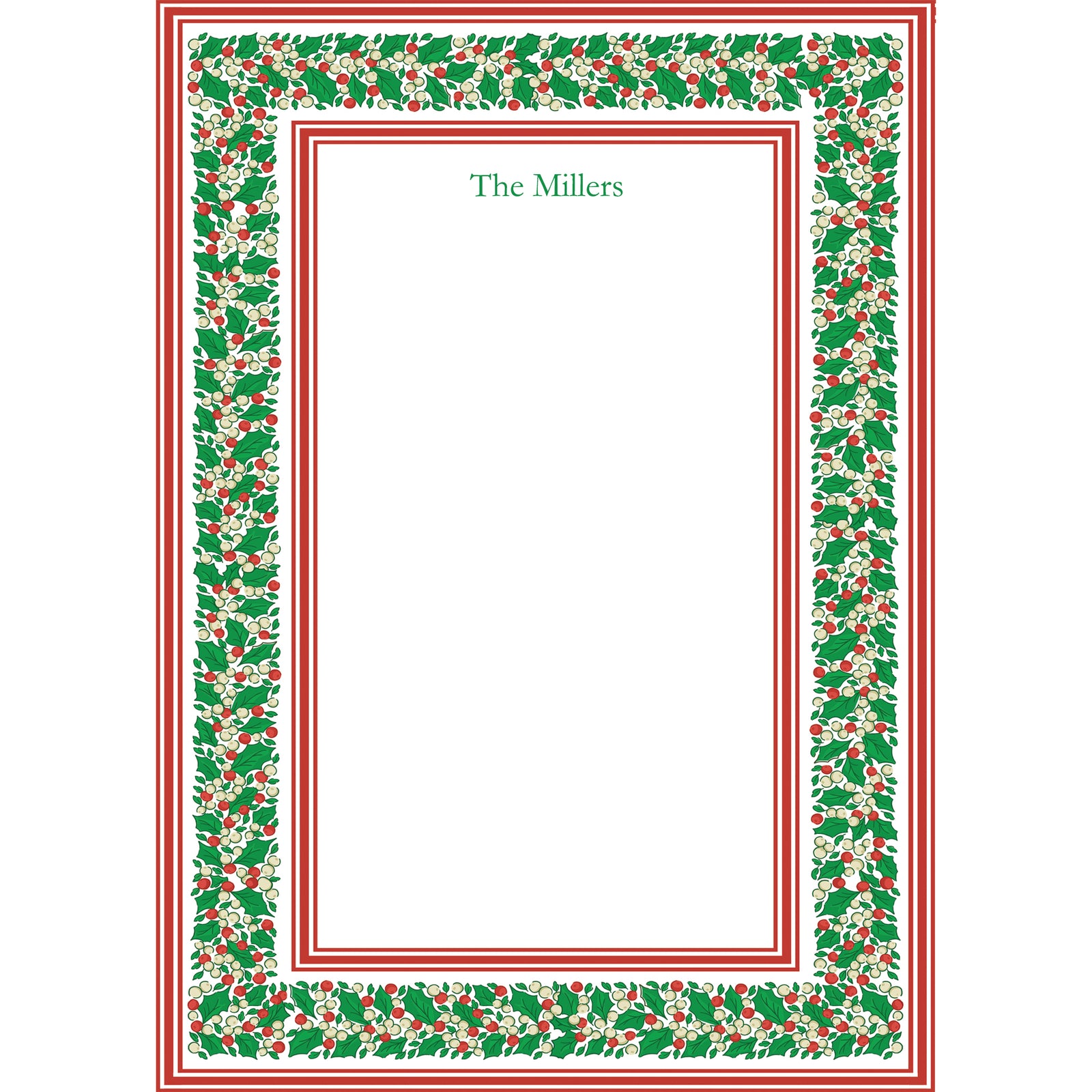 Holly Stripe Personalized Notepad