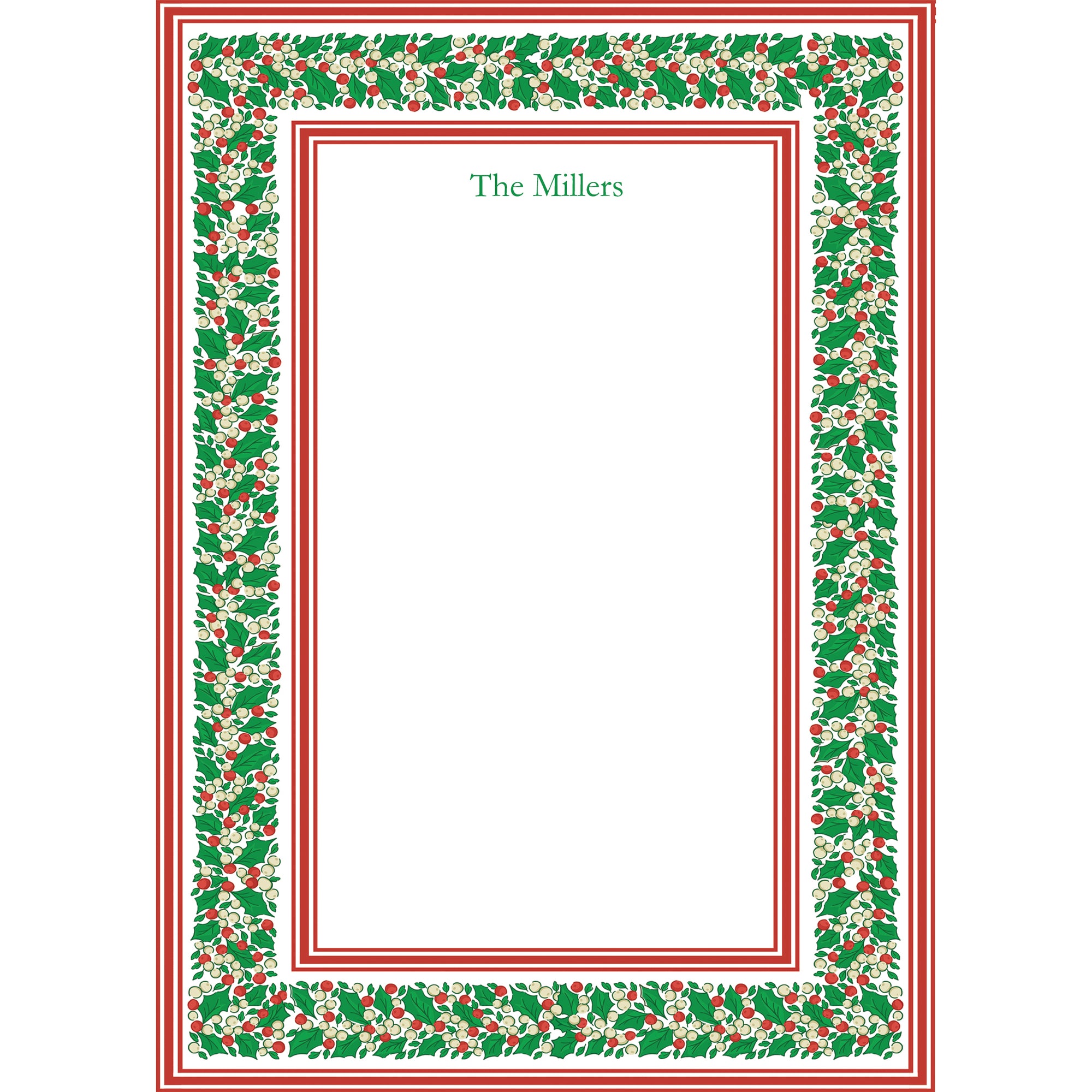 Holly Stripe Personalized Notepad