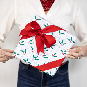 Holly Windowpane Continuous Roll Gift Wrap