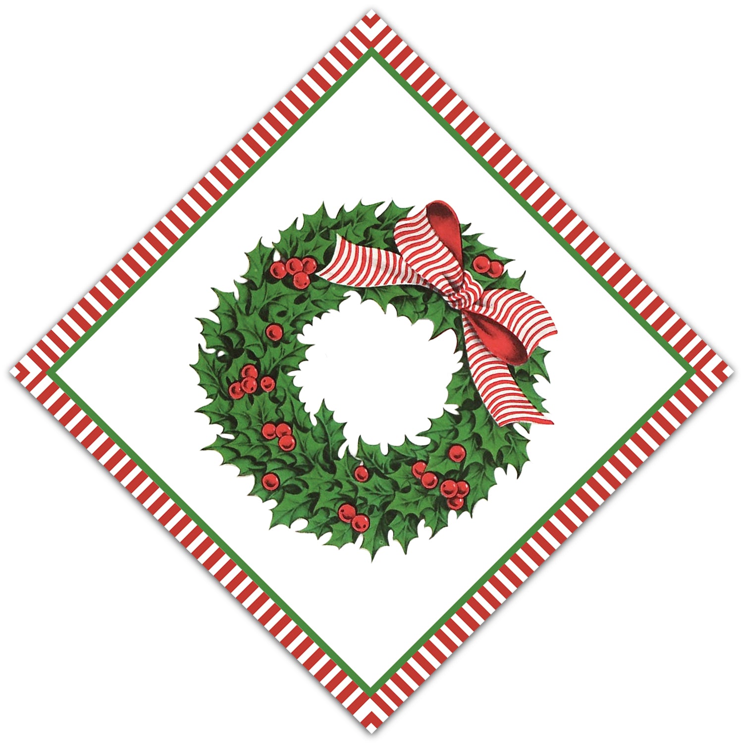 WH Paper Cocktail Napkins | Holly Christmas Wreath