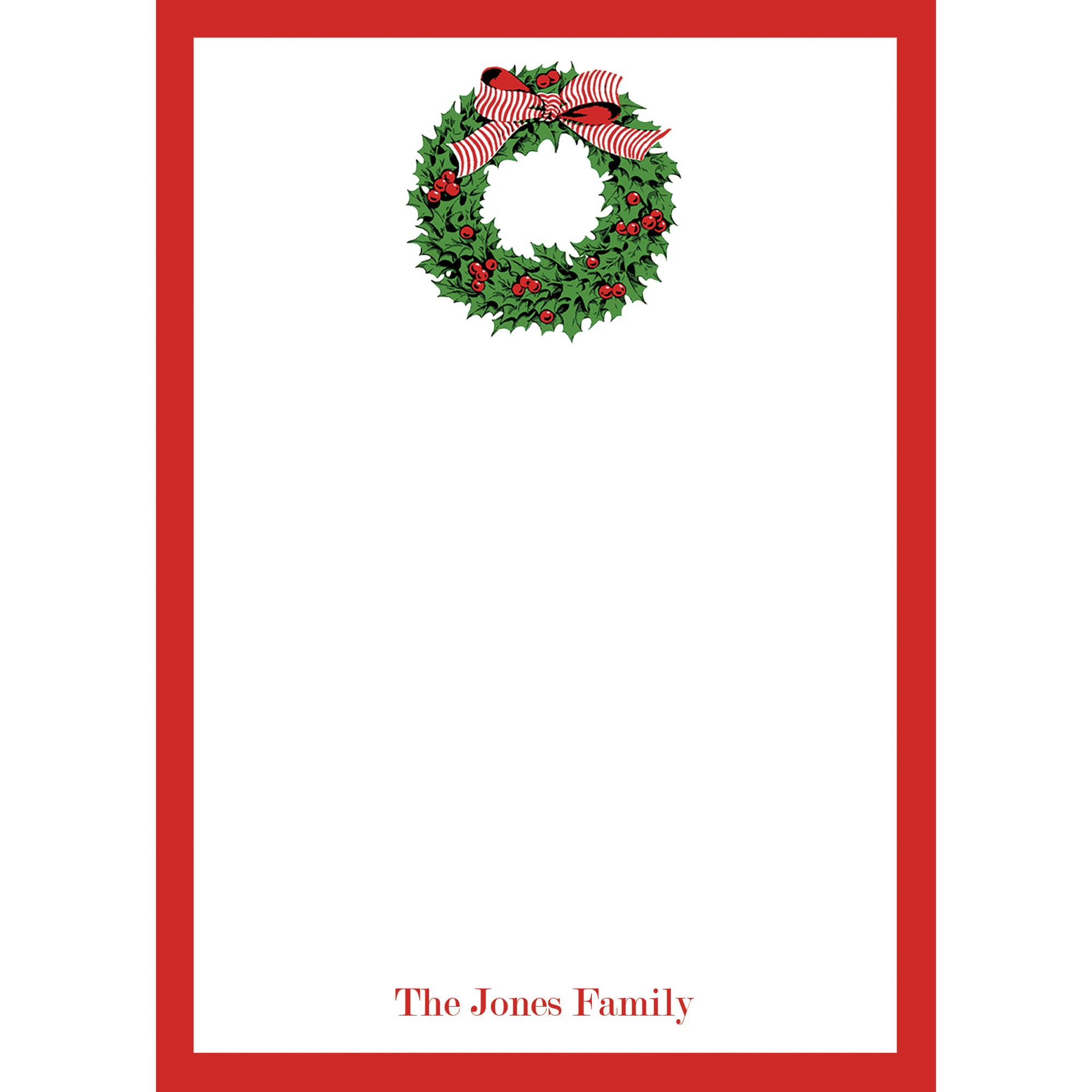 Christmas Holly Wreath Personalized Notepad
