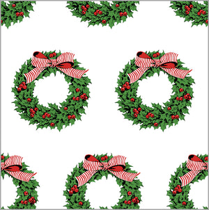 Holly Wreath Christmas Gift Wrap Sheets