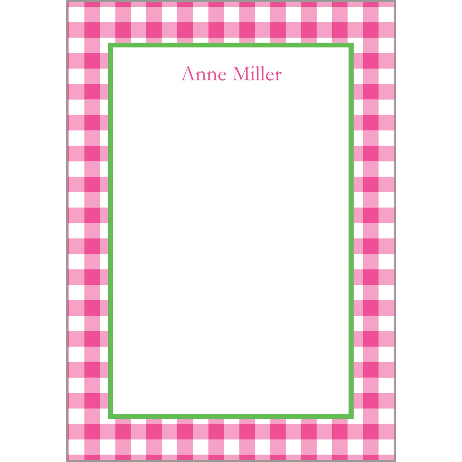 Hot Pink Gingham Check Personalized Notepad