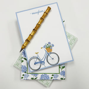 Hydrangeas Bicycle Personalized Notepad