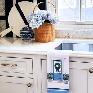 Blue Hydrangea Front Door Cotton Tea Towel