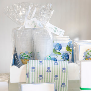 Blue Hydrangeas Nantucket Basket Shatterproof Cups | Set of 8