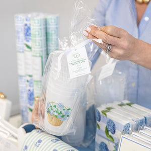 Blue Hydrangeas Nantucket Basket Shatterproof Cups | Set of 8