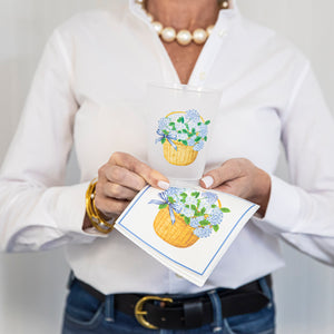 WH Paper Cocktail Napkins | Blue Hydrangeas in Nantucket Basket