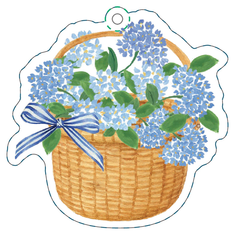 In Stock Blue Hydrangeas Basket Die-Cut Gift Tags
