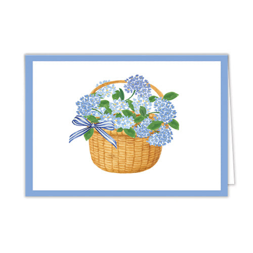 In Stock Folded Notecard Set of 10 | Blue Hydrangeas Basket