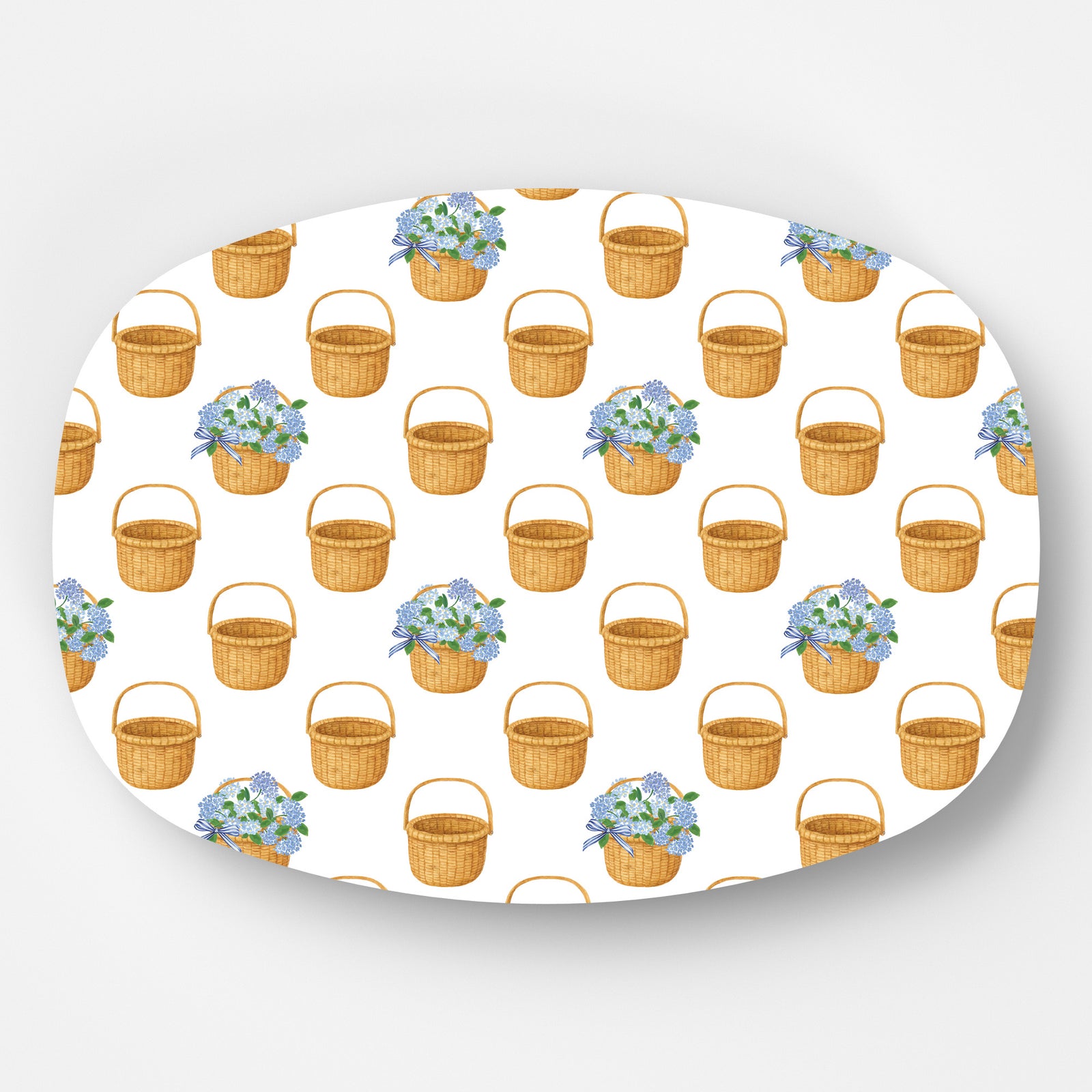 WH Serving Platter | Blue Hydrangeas in Nantucket Baskets