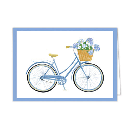 In Stock Folded Notecard Set of 10 | Blue Hydrangeas Bicycle