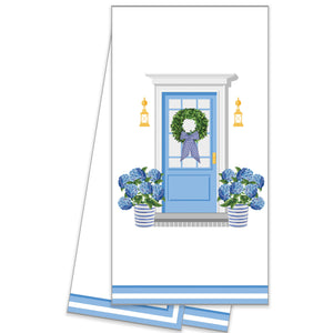 Blue Hydrangea Front Door Cotton Tea Towel