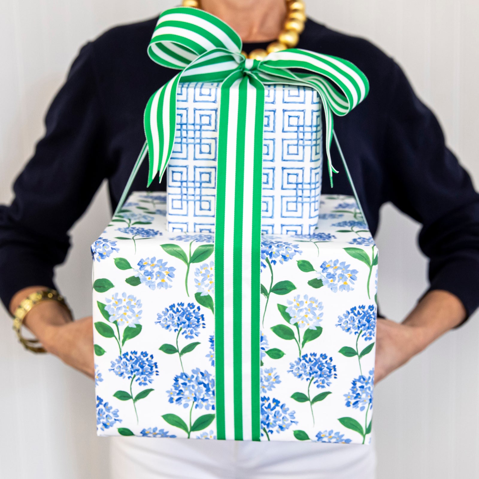 Continuous Roll Gift Wrap | Blue Hydrangeas