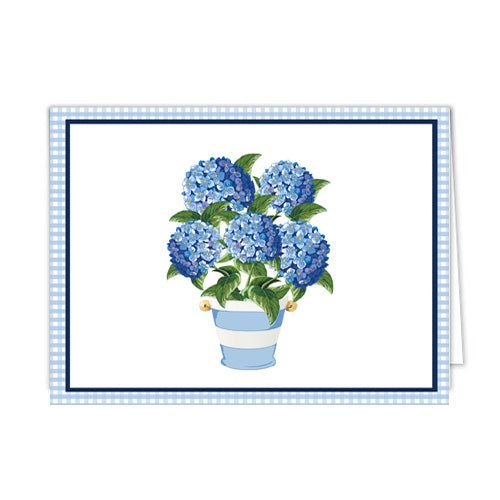 In Stock Folded Notecard Set of 10 | Hydrangeas Striped Pot