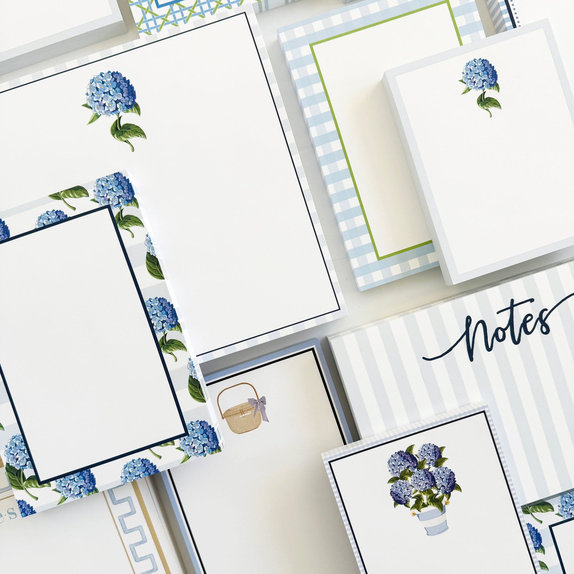 Stock Shoppe: 5x7 Hydrangeas Stripe Notepad