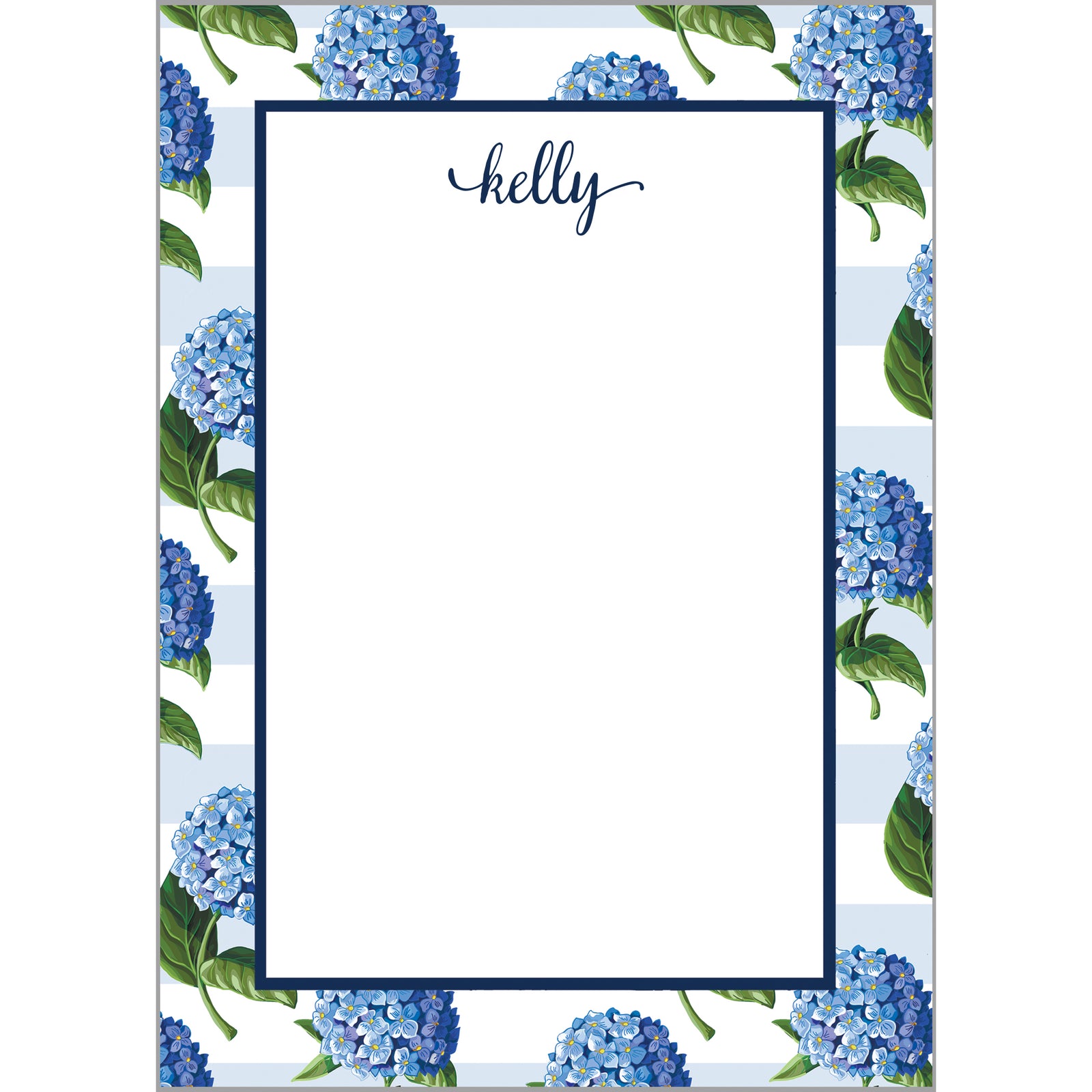 Hydrangea Stripe Personalized Notepad