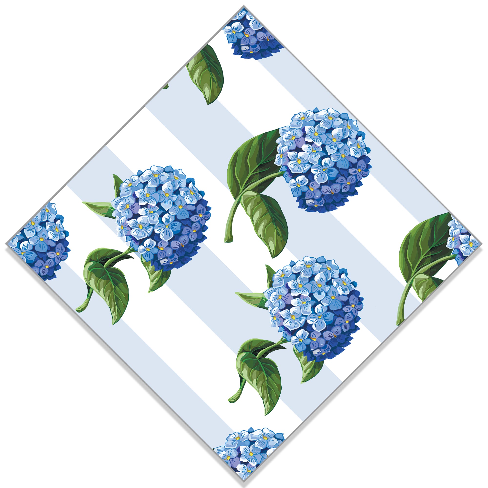 In Stock WH Paper Cocktail Napkins | Hydrangeas Stripe