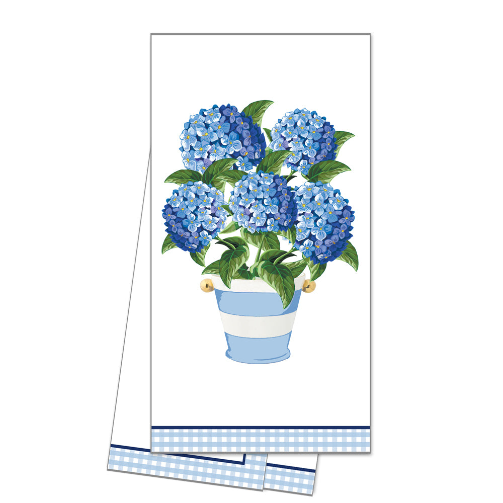 WH Hostess Cotton Tea Towel | Hydrangeas Striped Pot