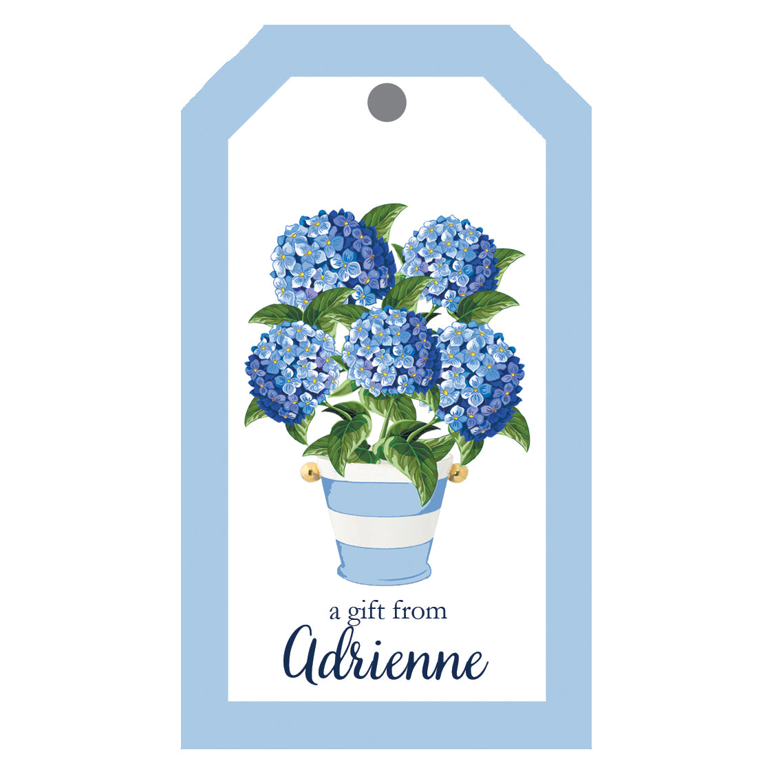 Hydrangeas Striped Pot Personalized Gift Tags