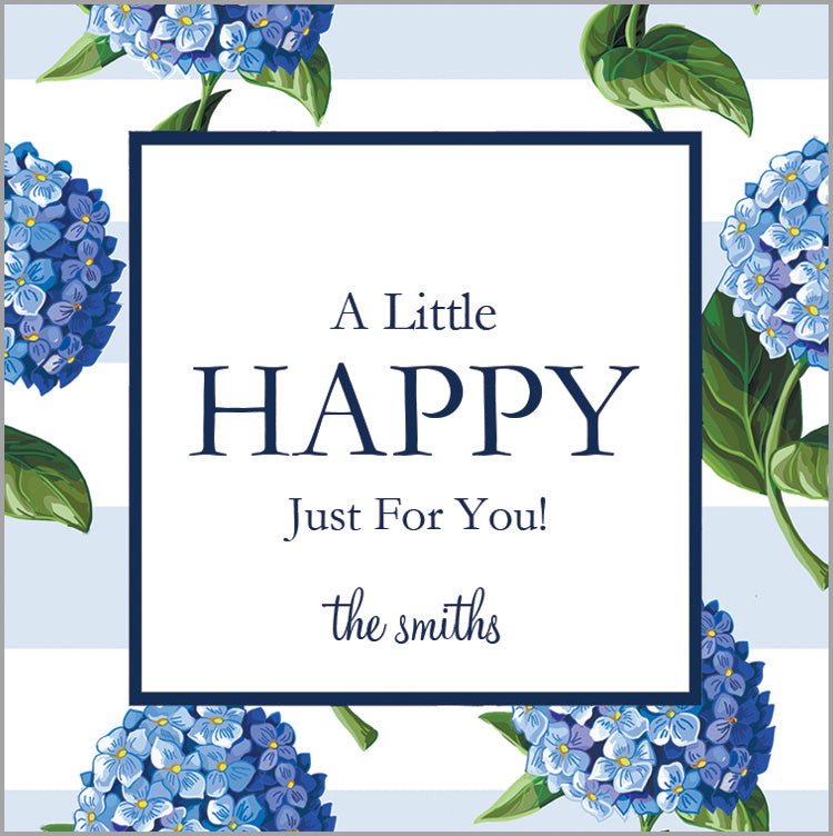 Hydrangeas Stripe Personalized Gift Sticker | Set of 24