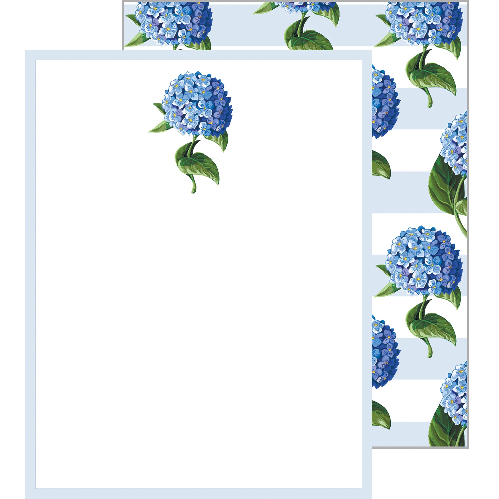 In Stock Flat Notecard Set of 10 | Hydrangeas Stripe