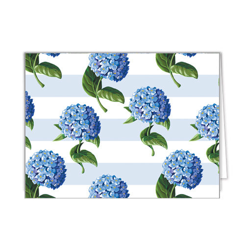 In Stock Folded Notecard Set of 10 | Hydrangeas Stripe