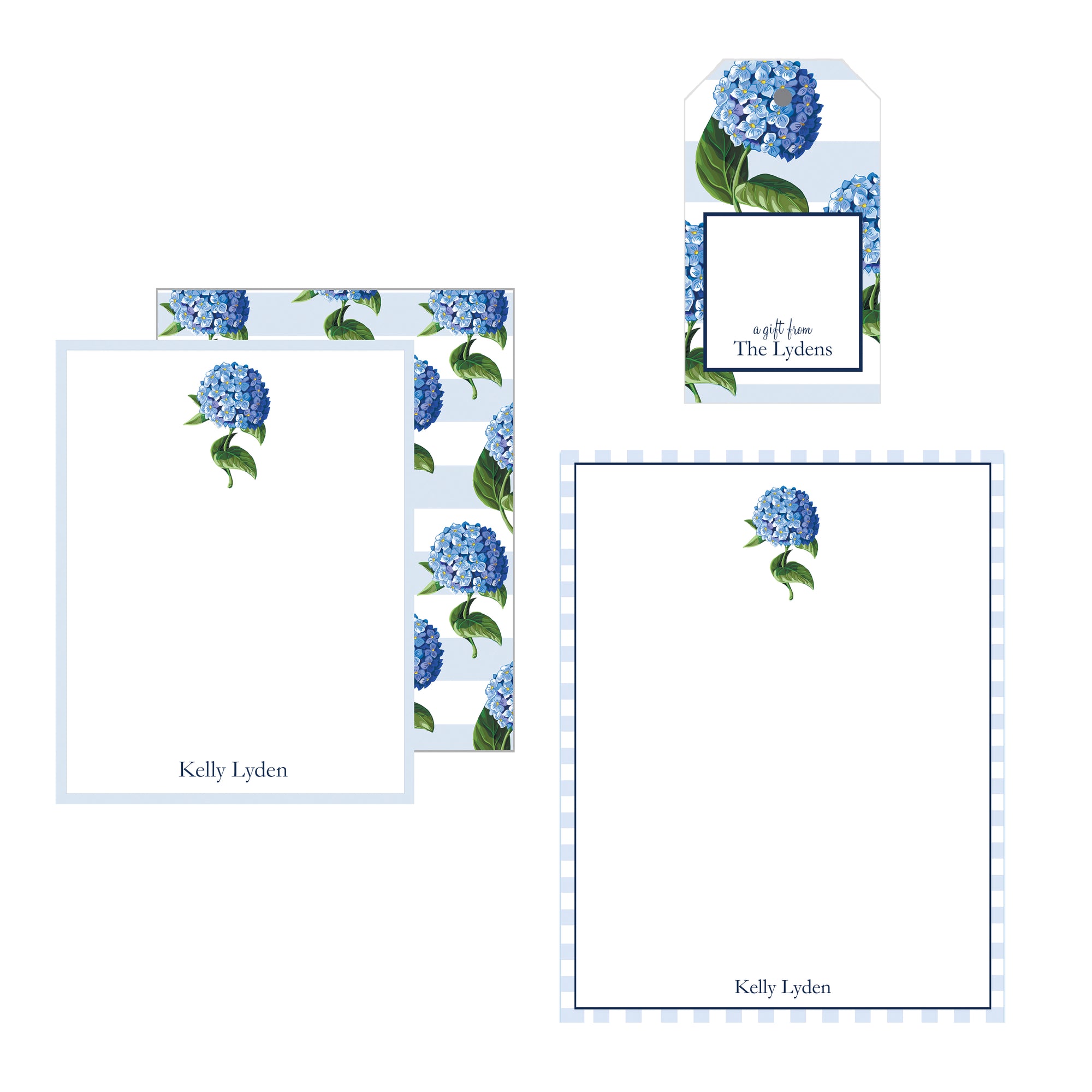 Hydrangeas Stripe Stationery Gift Set