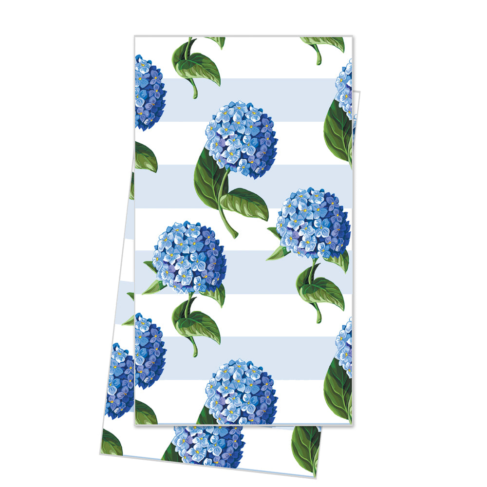 In Stock WH Hostess Cotton Tea Towel | Hydrangeas Stripe
