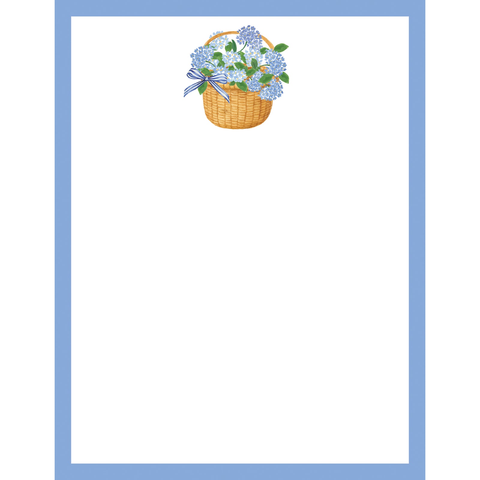 Stock Shoppe: 4x5 Blue Hydrangeas in a Nantucket Basket Notepad