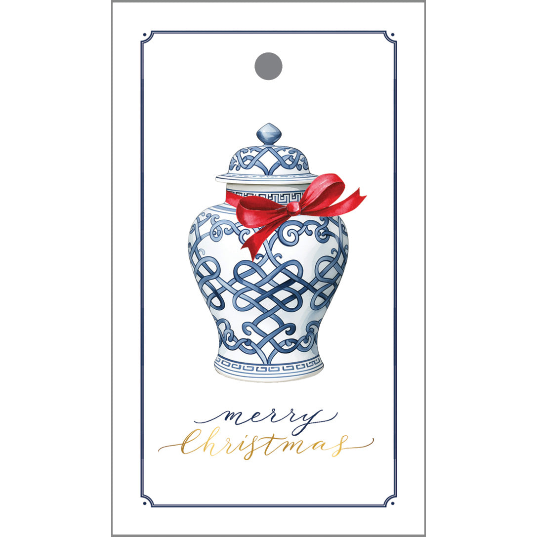 In Stock Gift Tags | Ginger Jar with Red Bow