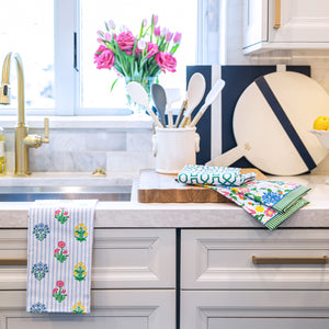 Coco Block Print Cotton Tea Towel