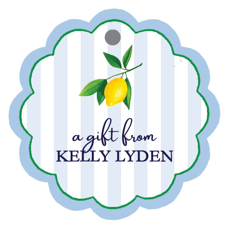 Lemon Stripe Scalloped Personalized Gift Tags